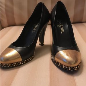 CHANEL 11A Paris-Byzance Black/Gold Shoes 38.5/8.5
